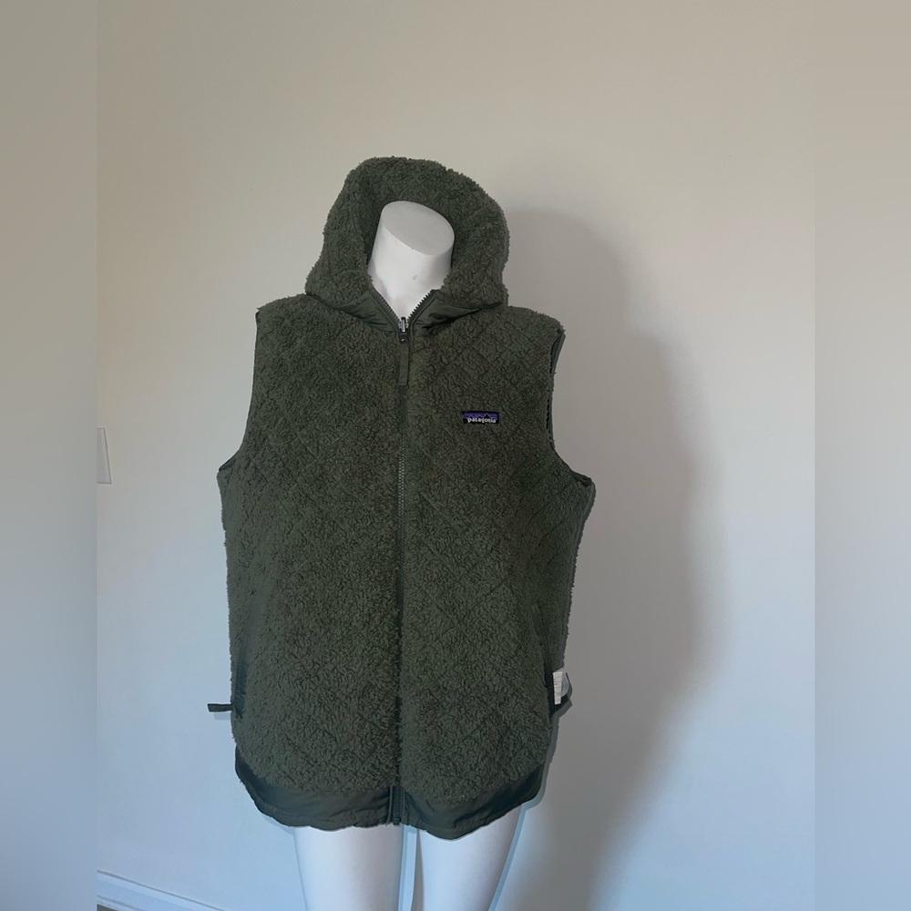 Patagonia Olive Quilted Fleece Vest reversible size xl